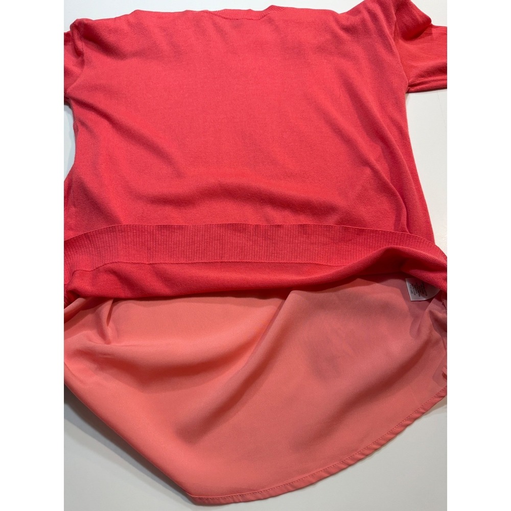 APT. 9 Women's Small Coral Knit Top Chiffon Hem Hi Low Sweater - Picture 10 of 12